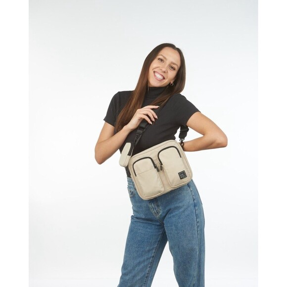 IHKWIP Utility Crossbody Purse with Wallet Pouch Strap in Sand - Picture 2 of 10